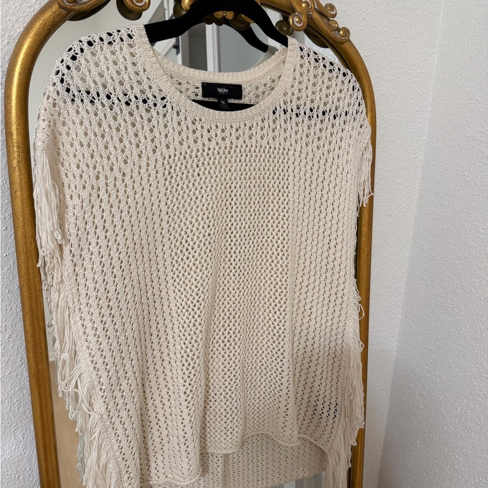 Mossimo Supply Co. Cream Fringe Sweater